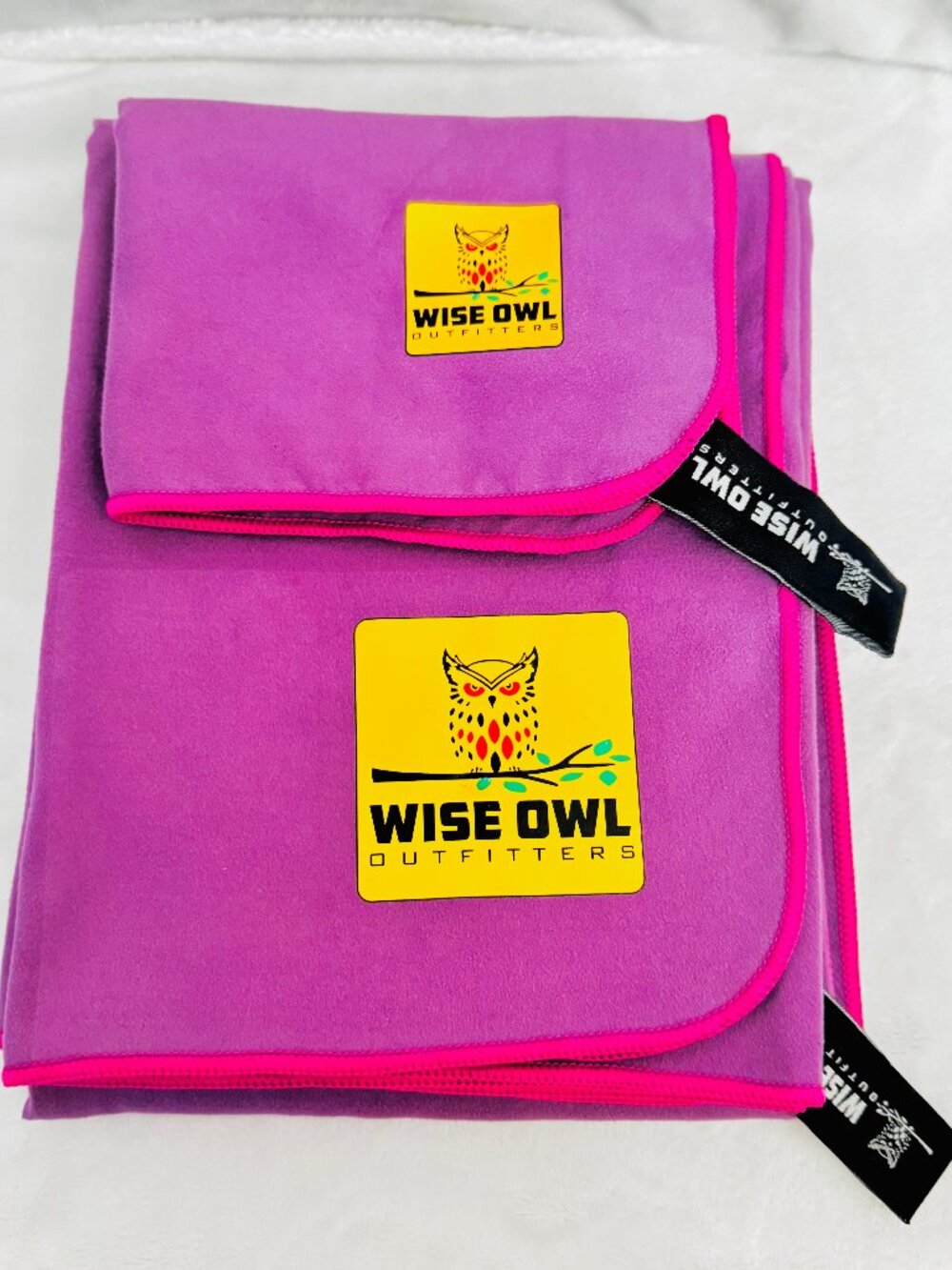 Wise Owl Outfitters Camping XL Towel & Hand Towel Ultra Soft Lavender Compact